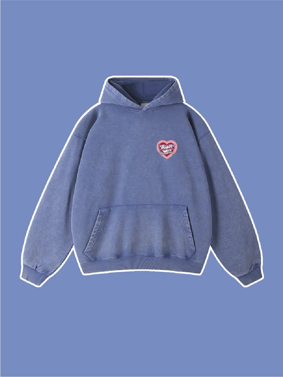 Heart Pattern Washed Vintage Hoodie