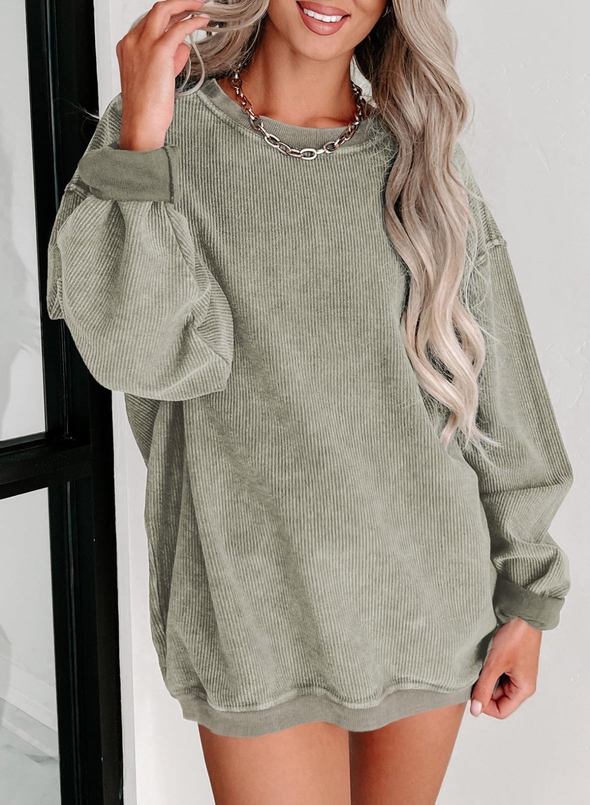 Women Casual Oversized Long Sleeve Crewneck Sweatshirts