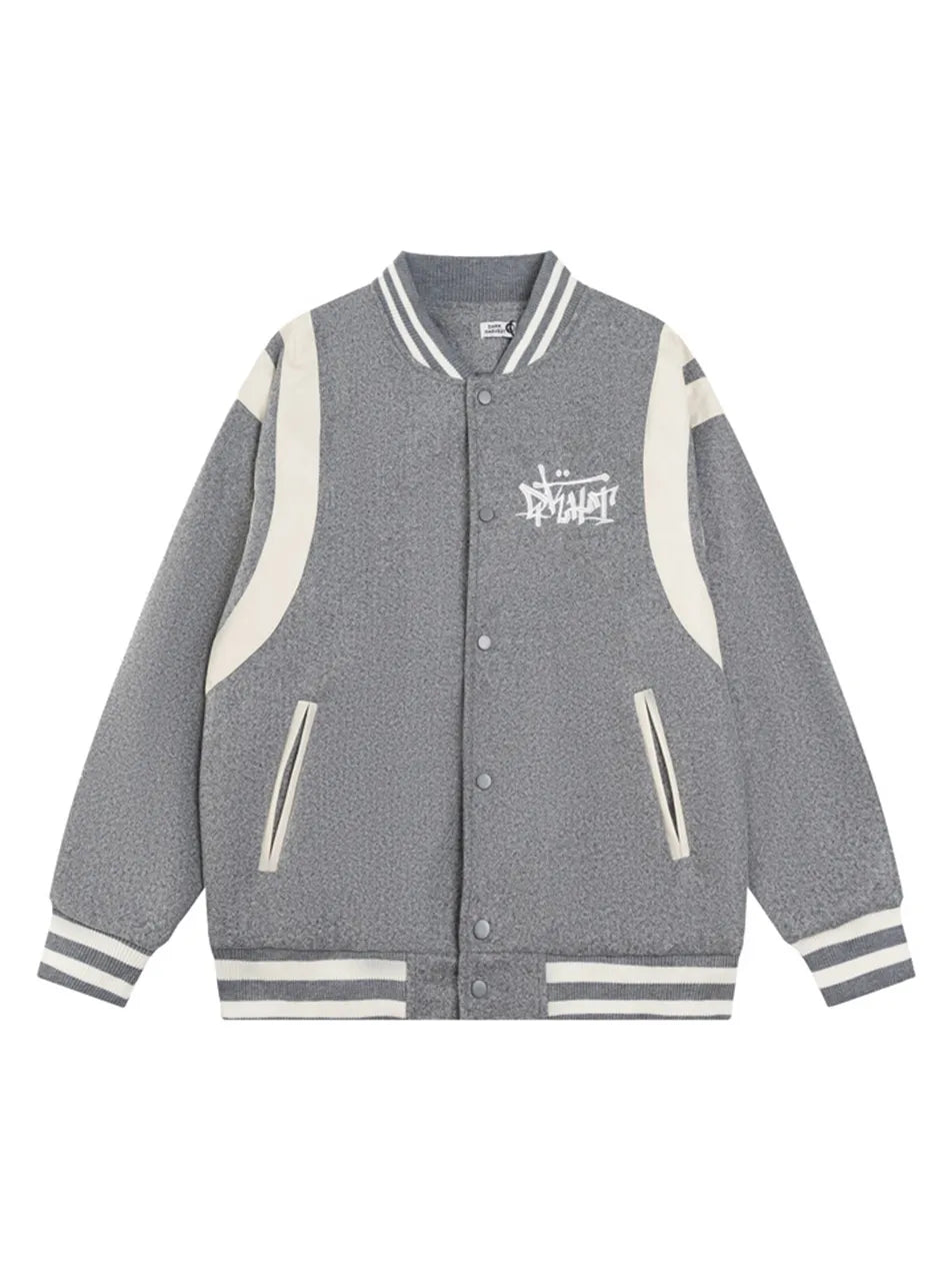 PU Leather Embroidered Baseball Jacket for Men