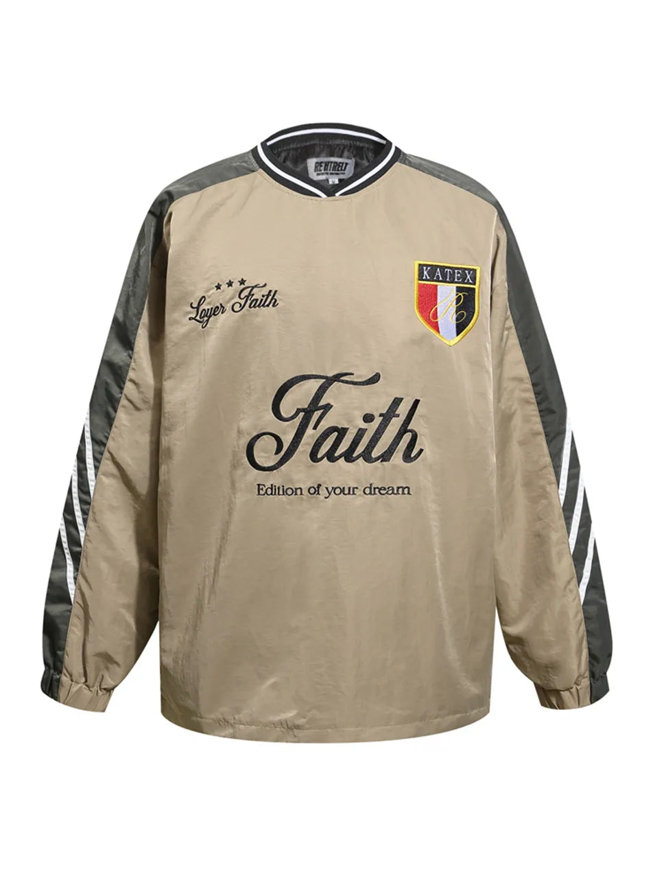 Motorcycle Stripe Splicing Color Contrast V-neck Long Sleeve Sweatshirt for Men
