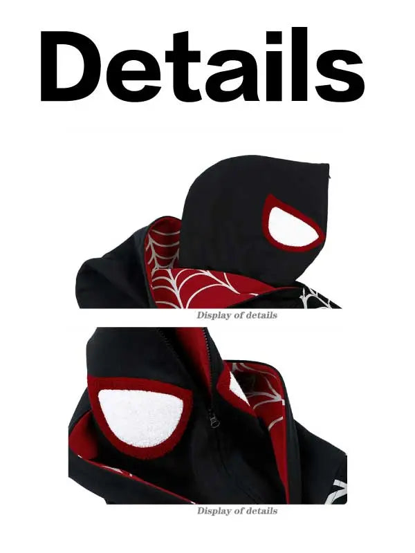 Spider Web Print Full Zip Up Hoodie