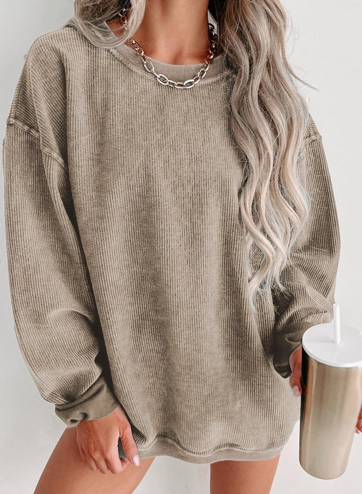 Women Casual Oversized Long Sleeve Crewneck Sweatshirts