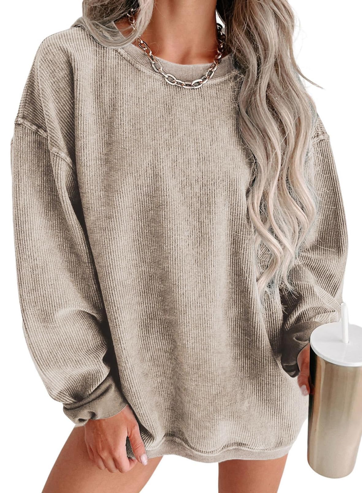 Women Casual Oversized Long Sleeve Crewneck Sweatshirts