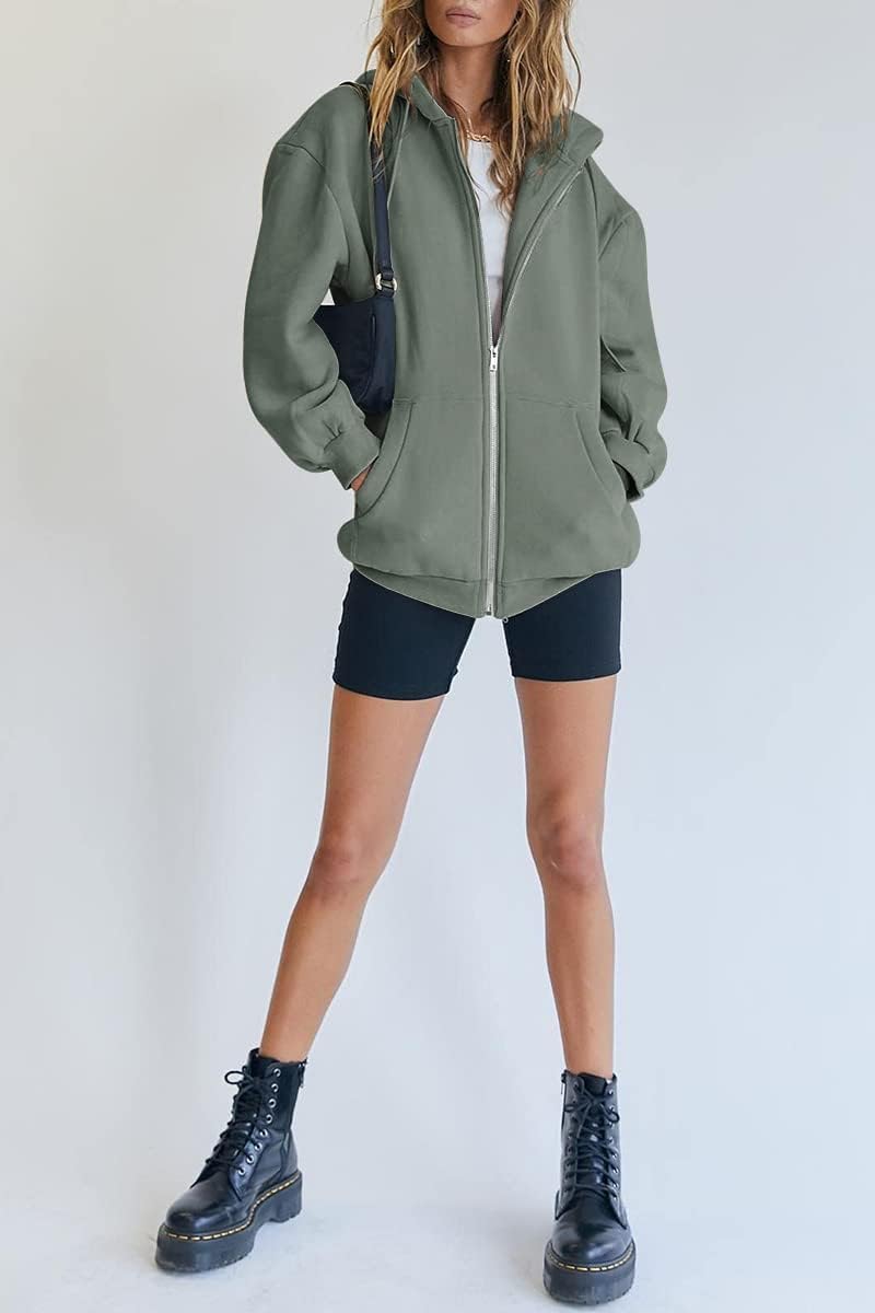 Womens Zip Up Hoodies Long Sleeve Fall Oversized Sweatshirts
