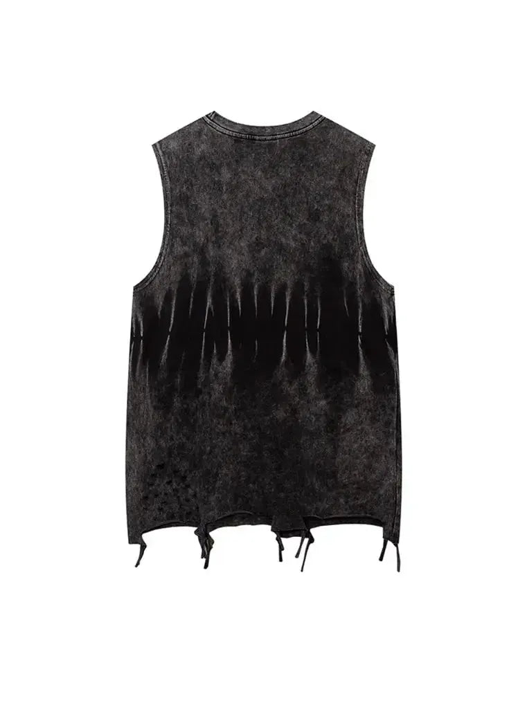 Alphabet Necklace Ripped Summer Vest