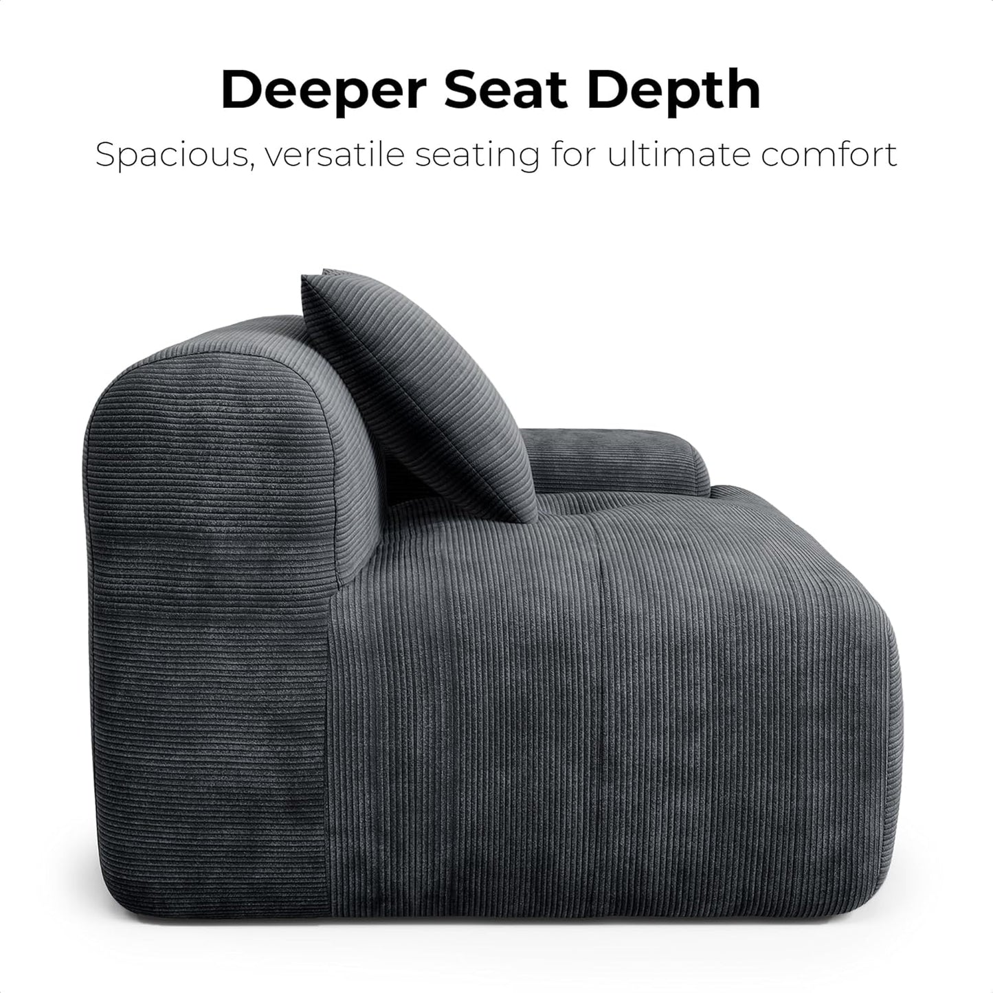 118 Inch L Shaped Modular Sofa with Ottoman Corduroy Beige