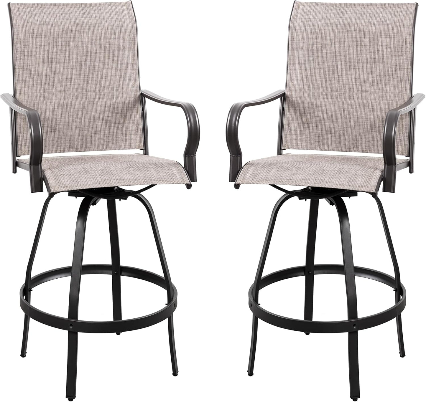 2 Piece Outdoor Patio Swivel Bar Chairs