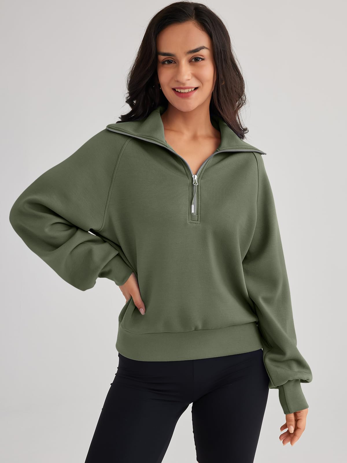 Womens Oversized Sweatshirts Half Zip Pullover Long