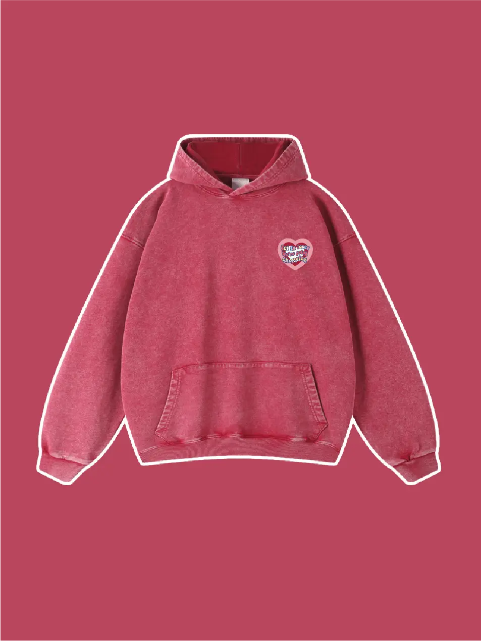 Heart Pattern Washed Vintage Hoodie