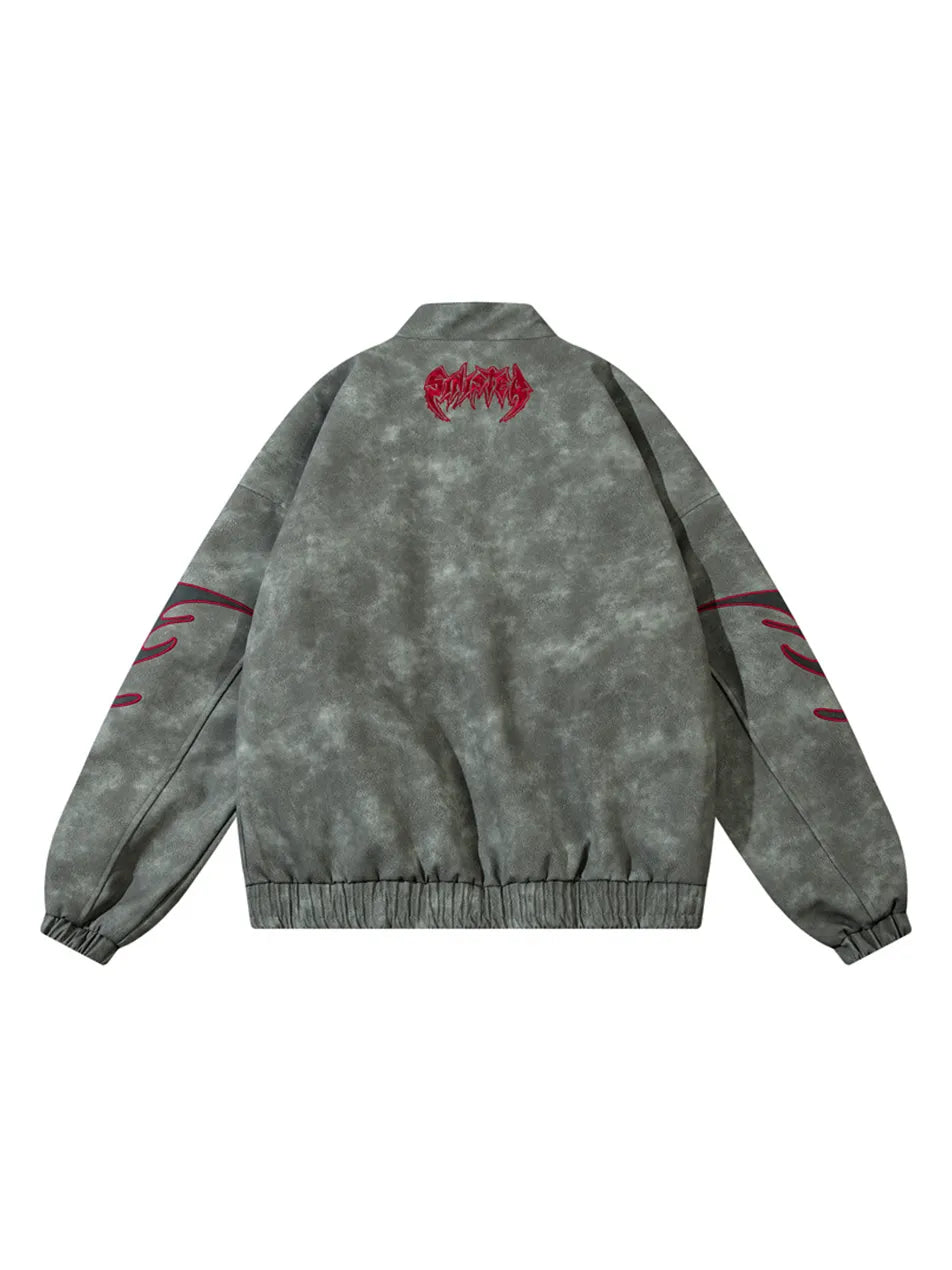 Letter Graphic Long Sleeve PU Leather Jacket for Men