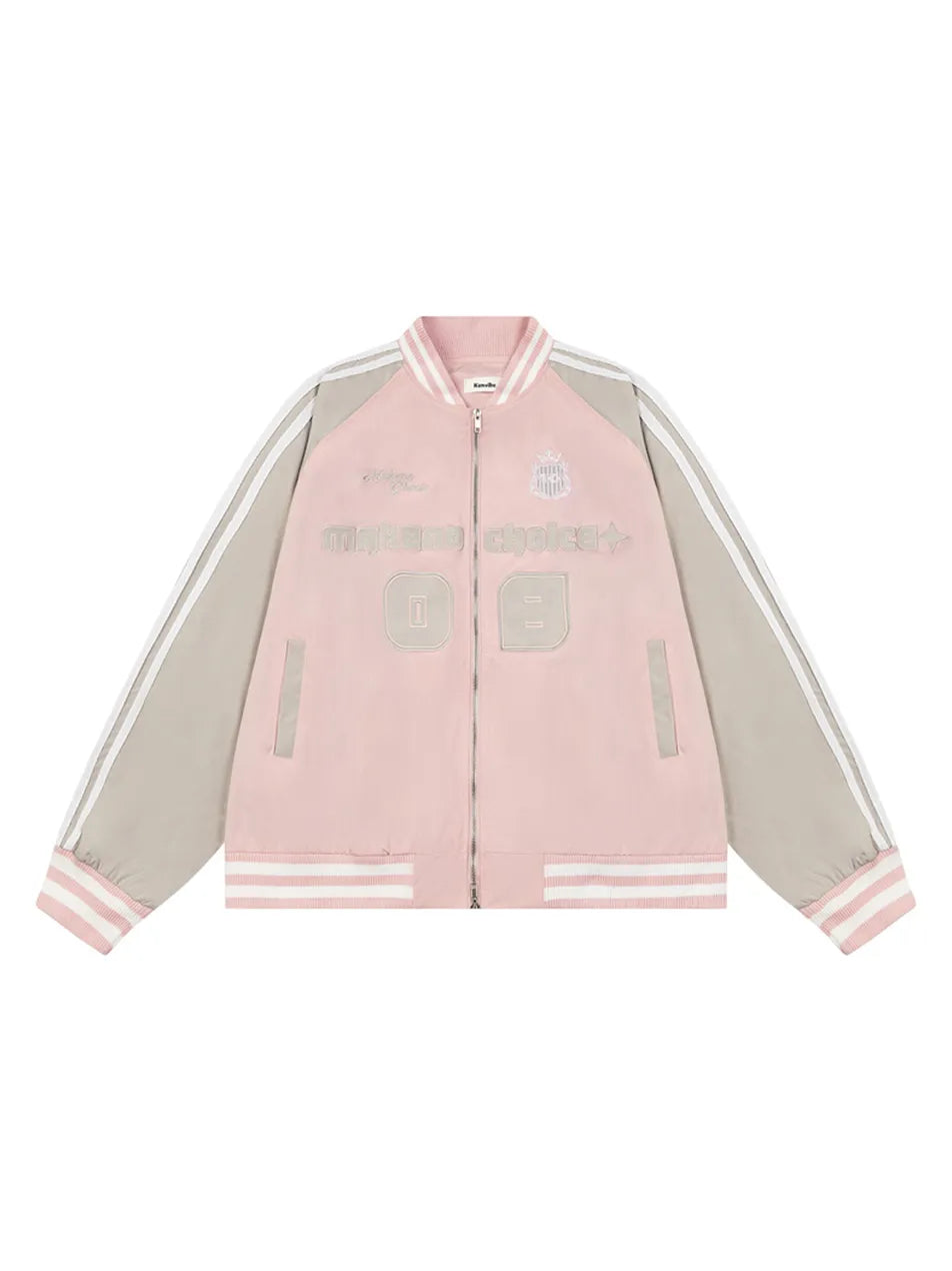 Women's Stylish Letter Patchwork Baseball Jacket