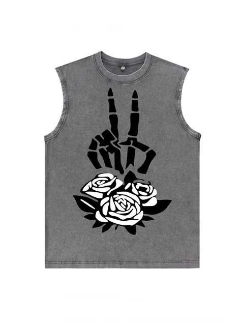 230g Rose Expensive Cotton Wash Old Sleeveless T-shirt for Mom