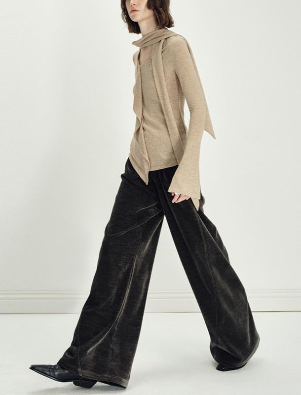 Women's Asymmetric Knit Ruffle Top T-shirt