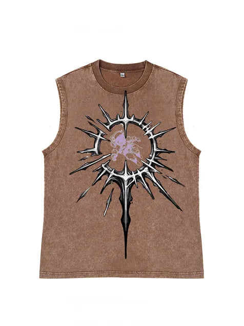 230g Cotton Astronaut Interstellar Wash Old Sleeveless T-shirt