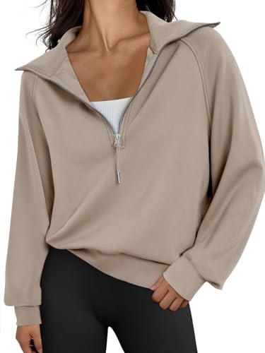Womens Oversized Sweatshirts Half Zip Pullover Long
