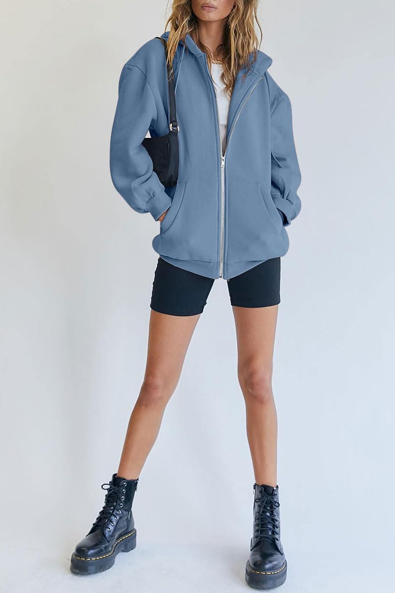 Womens Zip Up Hoodies Long Sleeve Fall Oversized Sweatshirts