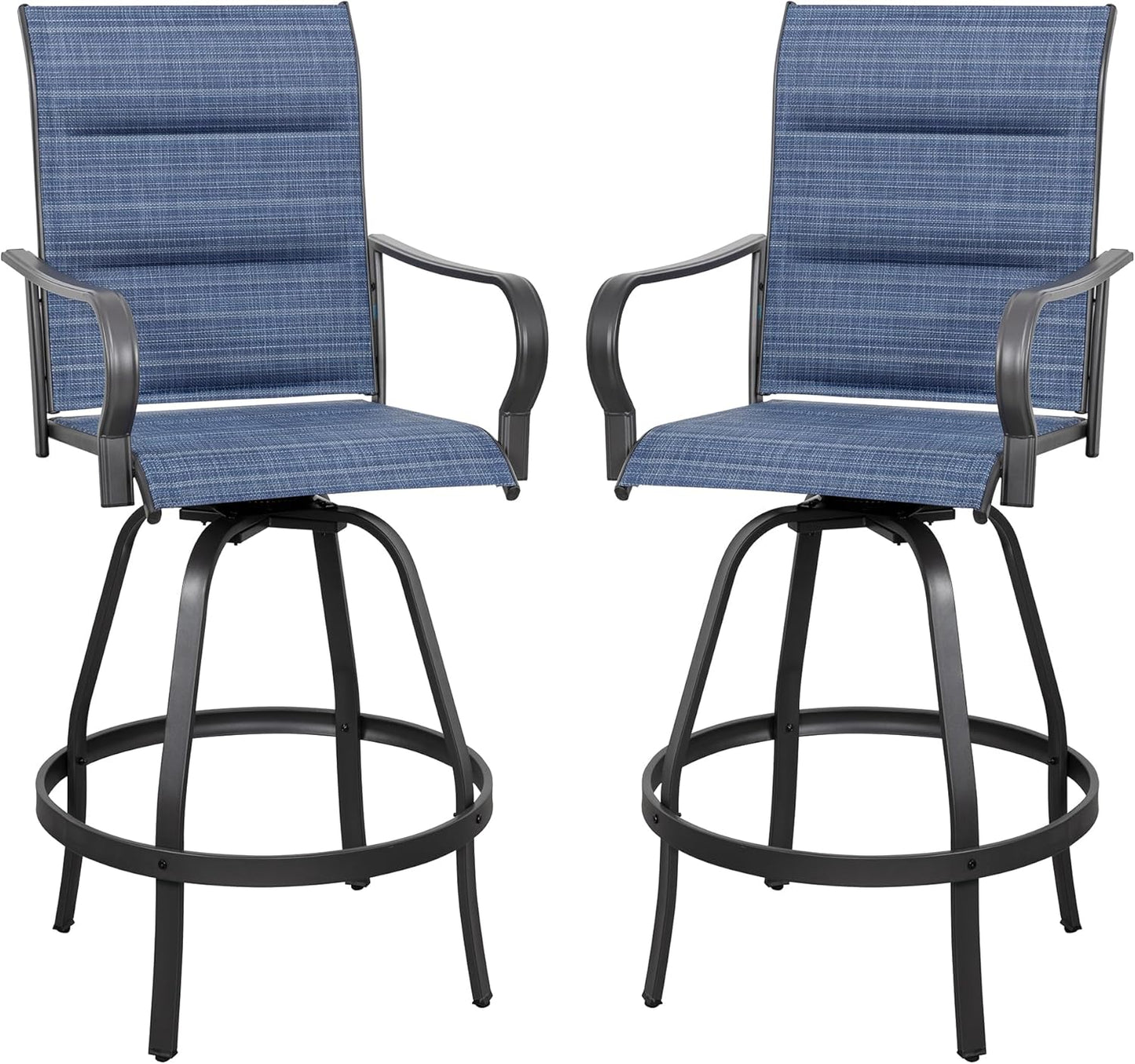 2-Piece Outdoor Patio Swivel Bar Chairs