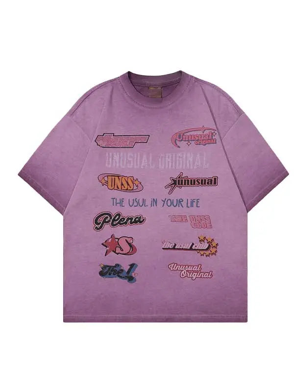 Women's Washed Vintage Letter Graphic Tee