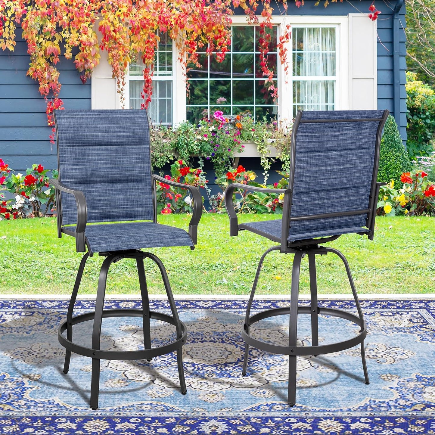 2 Piece Outdoor Patio Swivel Bar Chairs