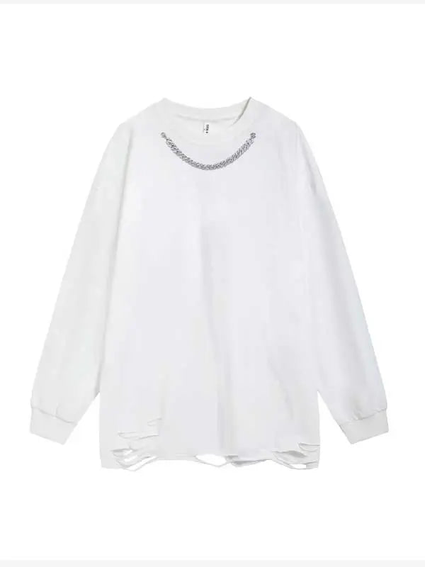 Men's Simple Necklace Long Sleeve T-shirt