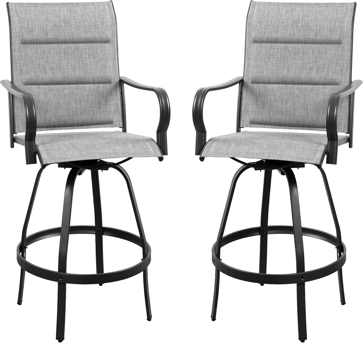 2 Piece Outdoor Patio Swivel Bar Chairs