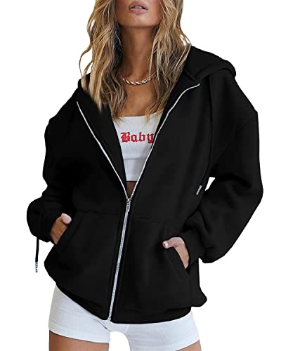 Womens Zip Up Hoodies Long Sleeve Fall Oversized Sweatshirts