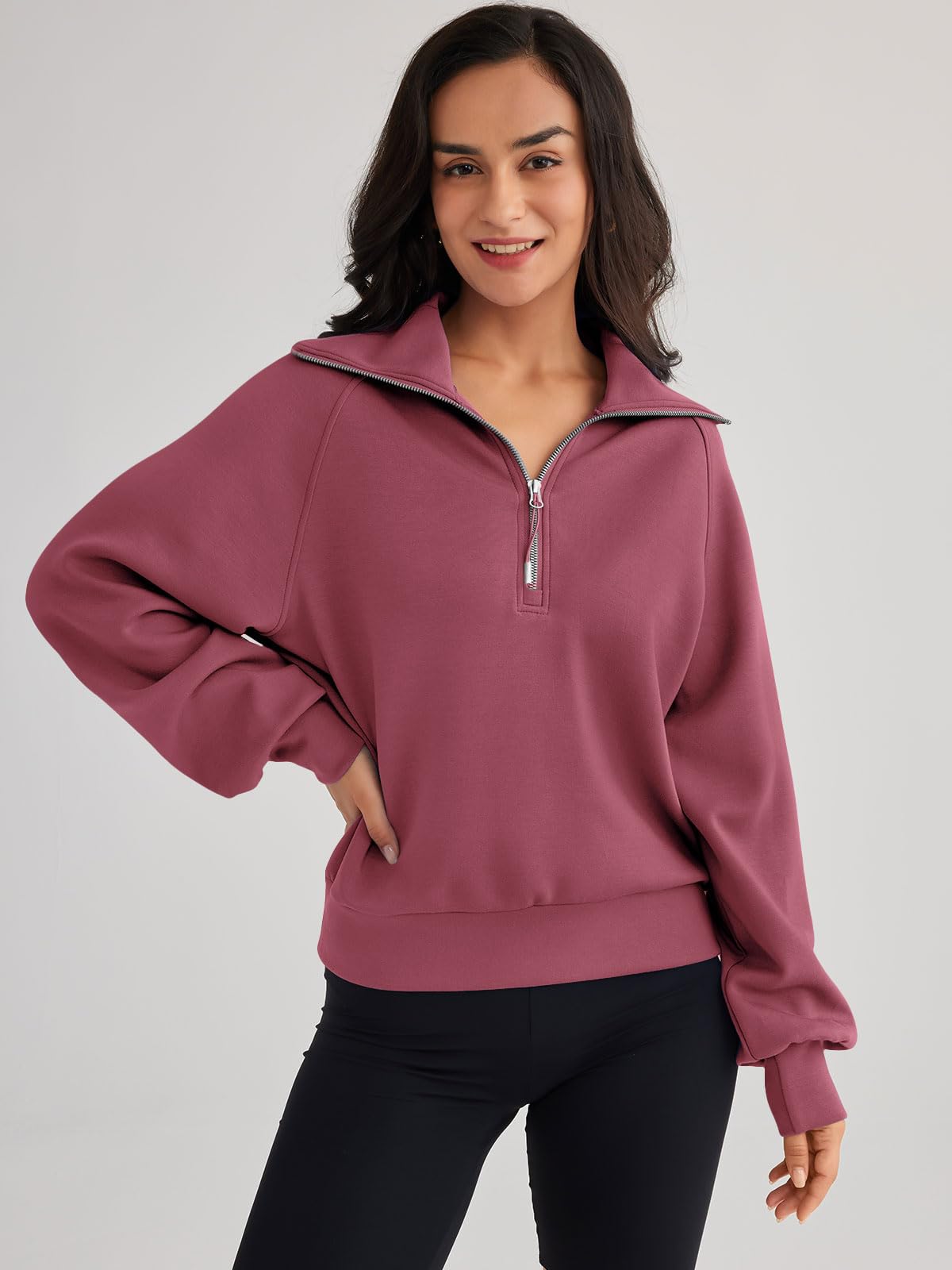 Womens Oversized Sweatshirts Half Zip Pullover Long