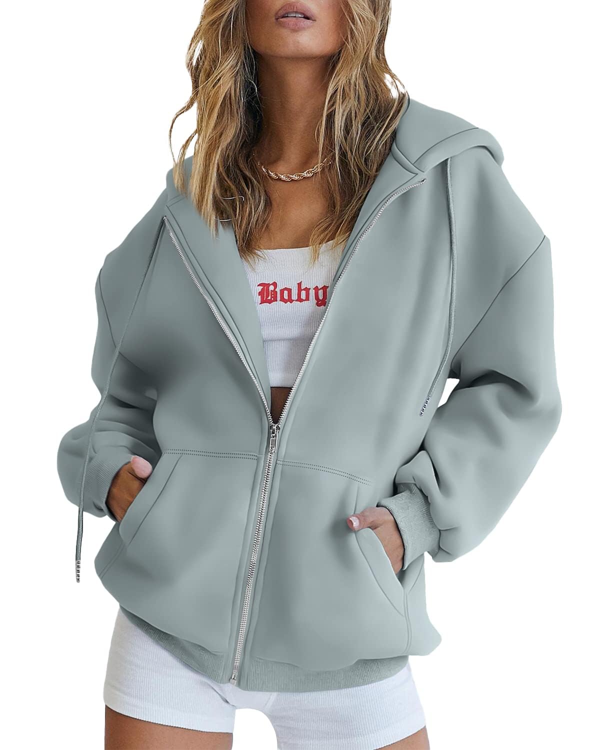 Womens Zip Up Hoodies Long Sleeve Fall Oversized Sweatshirts