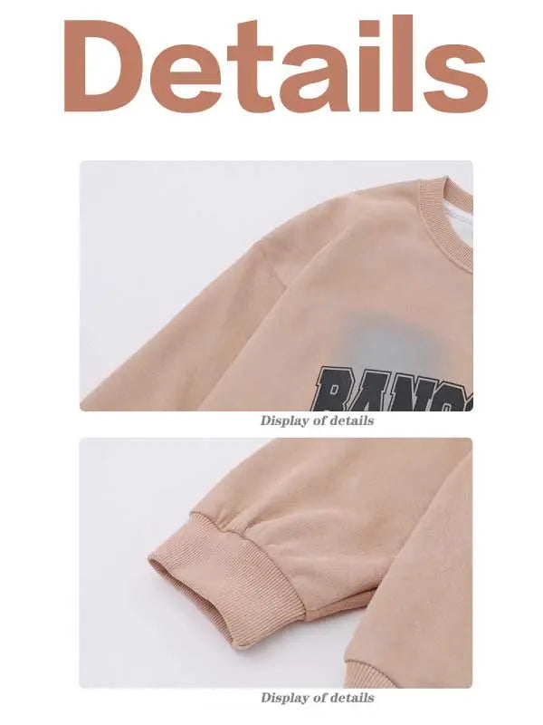 Women's Leisure Letter Washed Crew Neck Sweatshirt