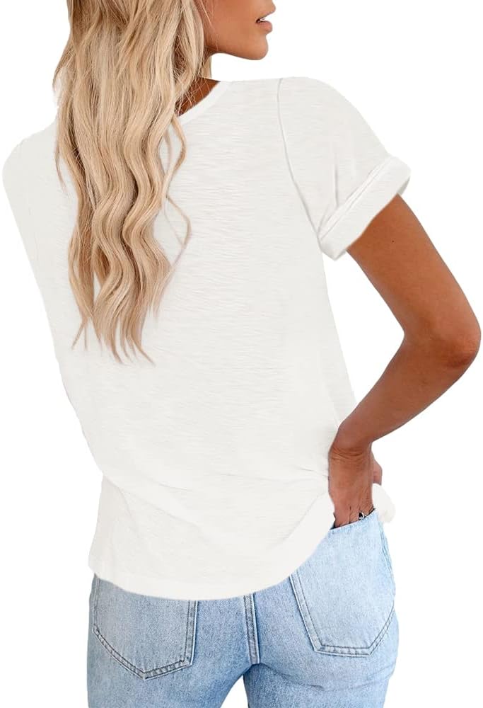 Women's Short Sleeve Shirts Crewneck Loose Casual Summer Basic Tees Tops