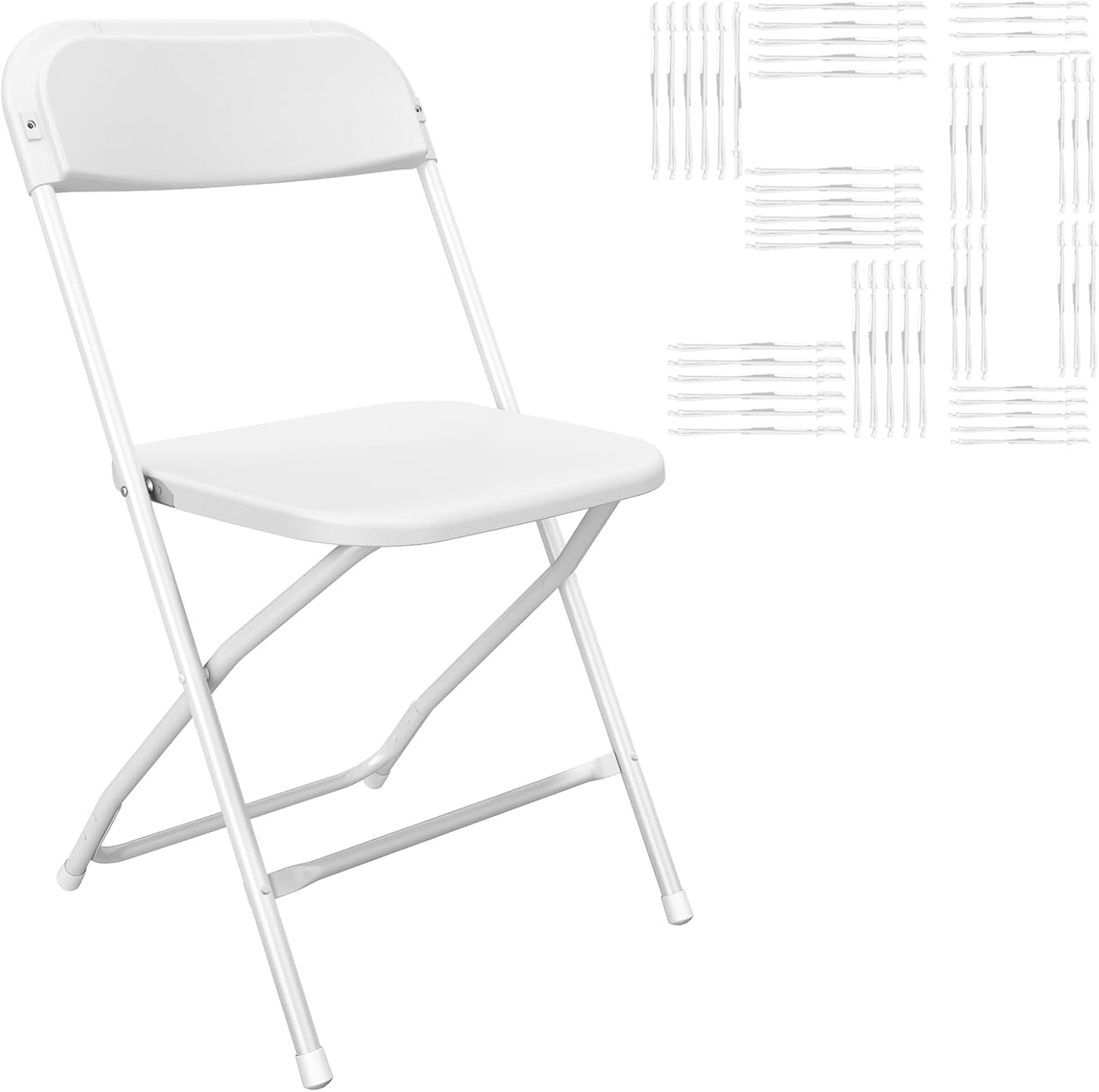 10 Pack White Folding Chairs Portable Party Chairs