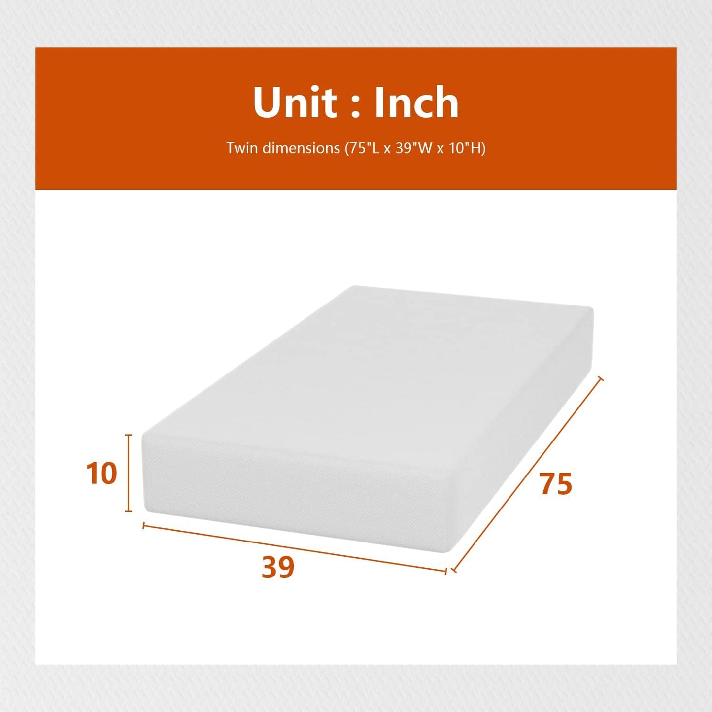 Twin 6 Inch Gel Memory Foam Mattress in a Box Medium Firm