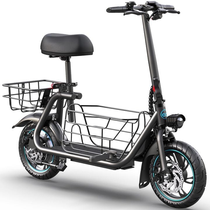 Gyroor Adults Electric Scooter with Large Middle Basket