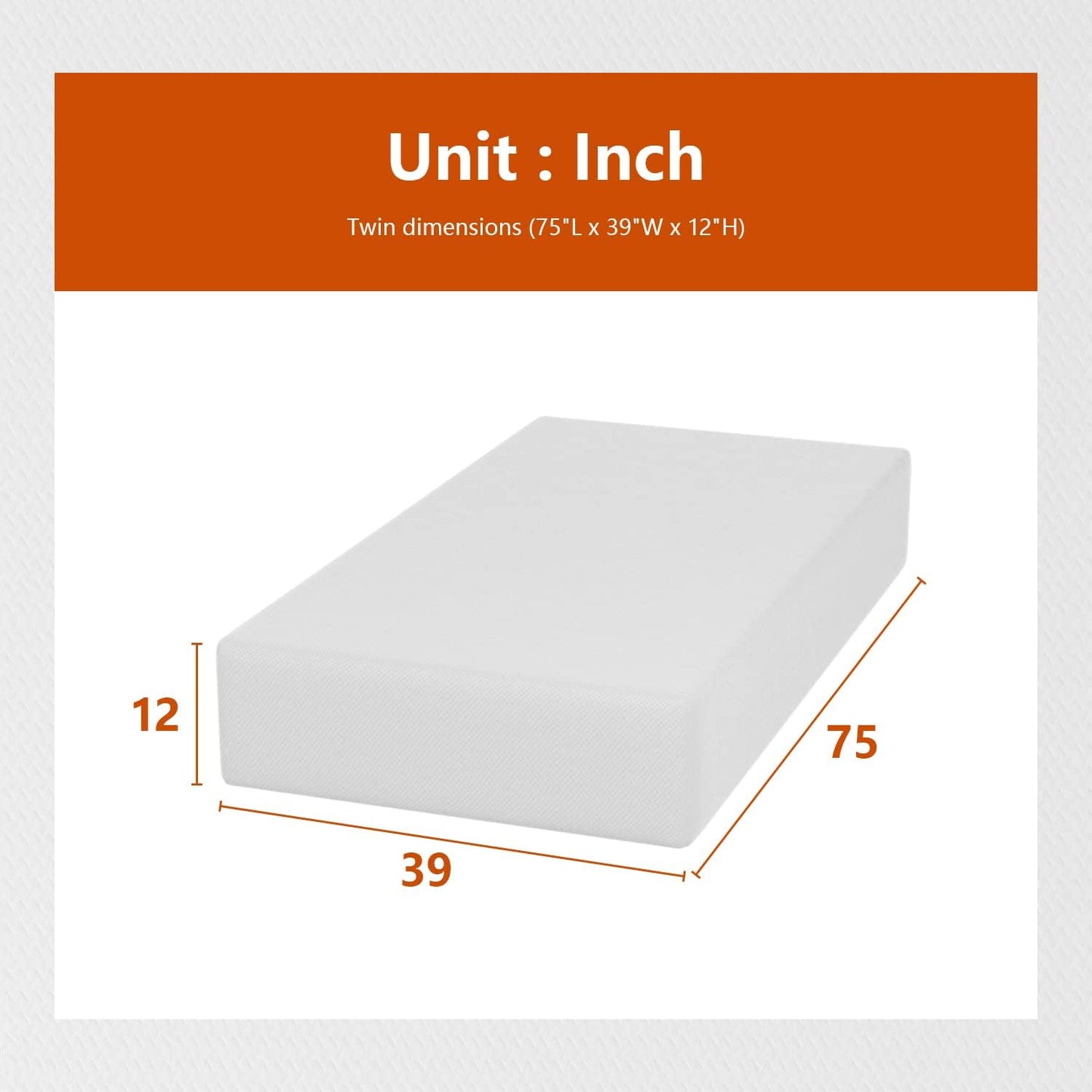 Twin 6 Inch Gel Memory Foam Mattress in a Box Medium Firm