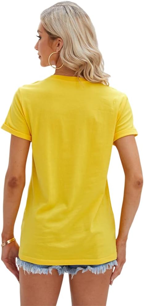 Women's T Shirts Short Sleeve Tees Sunflower Graphic Loose Summer Tops