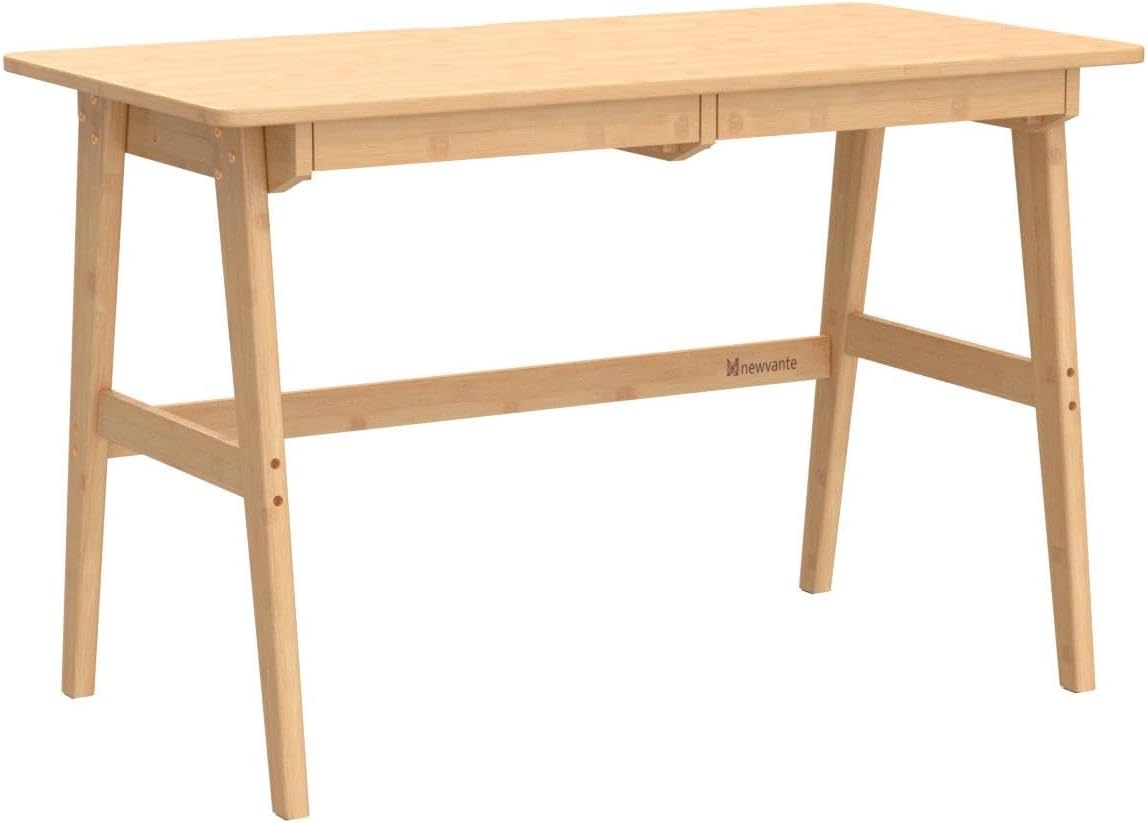 Writing Computer Desk 46" Bamboo Home Office Table with 2 Drawers