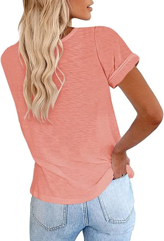 Women's Short Sleeve Shirts Crewneck Loose Casual Summer Basic Tees Tops