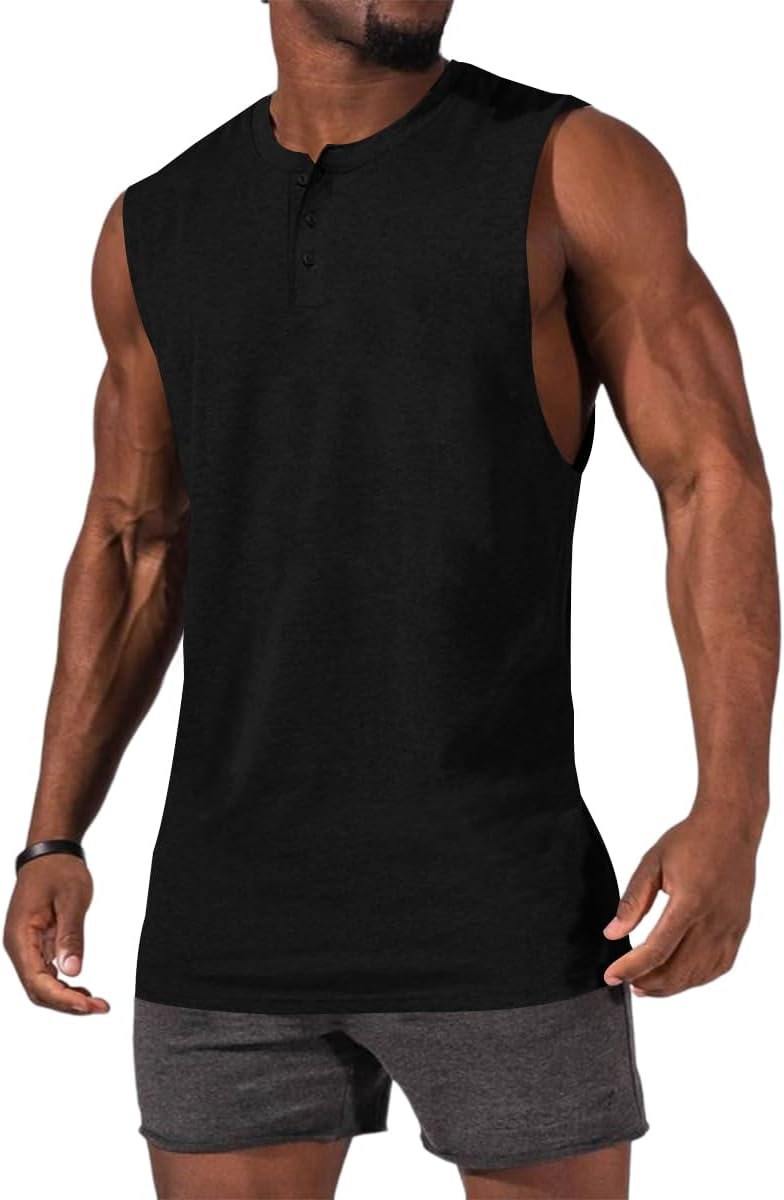 Men's Sleeveless Tank Tops Crewneck Solid Loose Fit Shirt