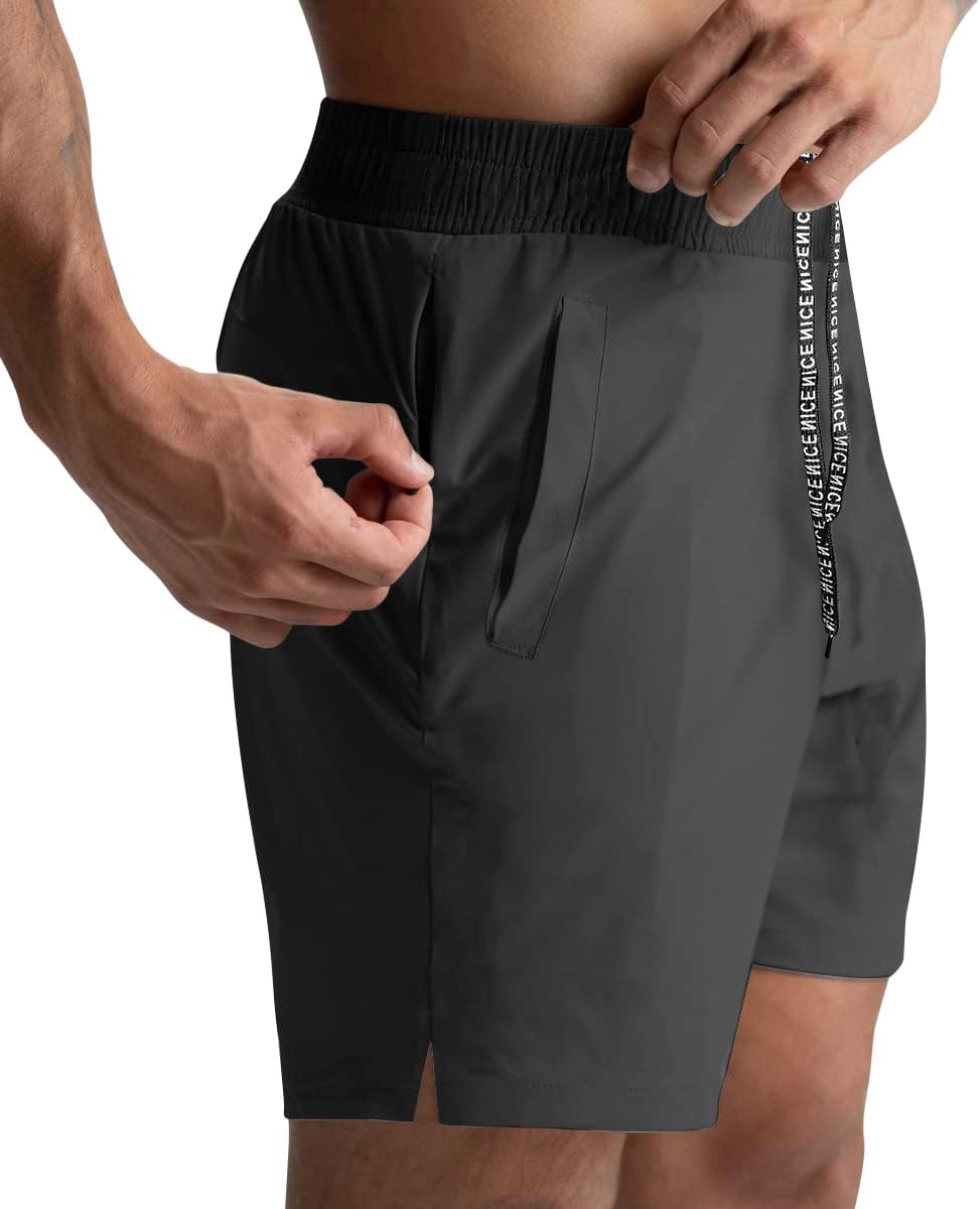 2 Pack Mens Athletic Shorts 5 Inch Quick Dry Gym Workout Shorts Men Lightweight Sports Running Shorts with Pockets