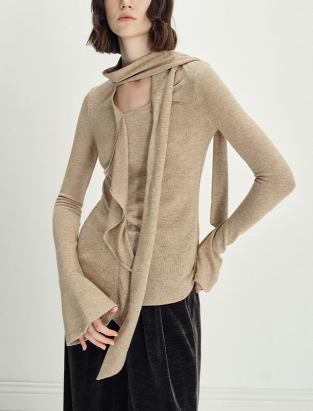 Women's Asymmetric Knit Ruffle Top T-shirt