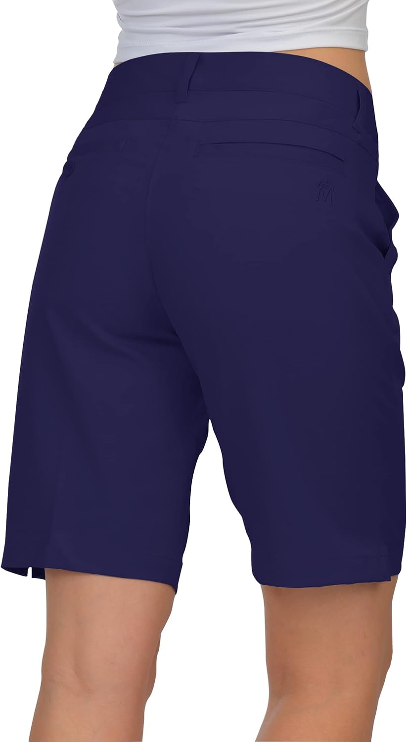 Womens Golf Shorts Lightweight Stretch Relaxed Fit Knee Length Ladies Bermuda Shorts