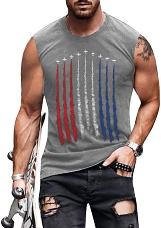 4th of July American Flag Patriotic Tank Top Shirts for Men