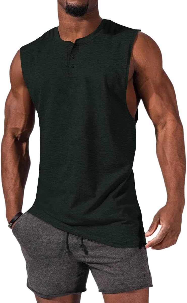 Men's Sleeveless Tank Tops Crewneck Solid Loose Fit Shirt