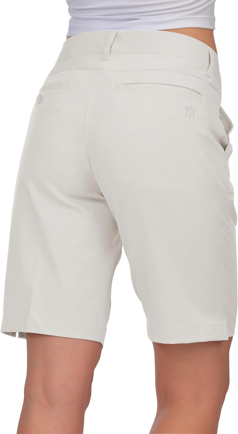 Womens Golf Shorts Lightweight Stretch Relaxed Fit Knee Length Ladies Bermuda Shorts