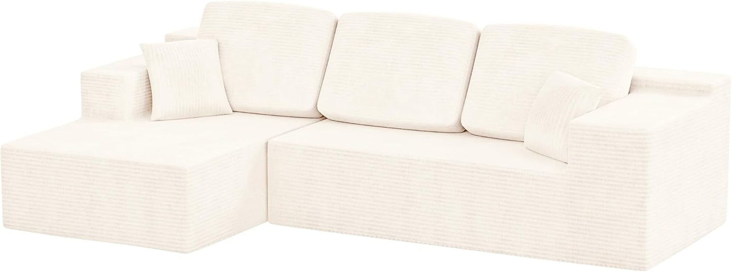108" Modular Sectional Sofa Boneless Couch with L-Shape Chaise