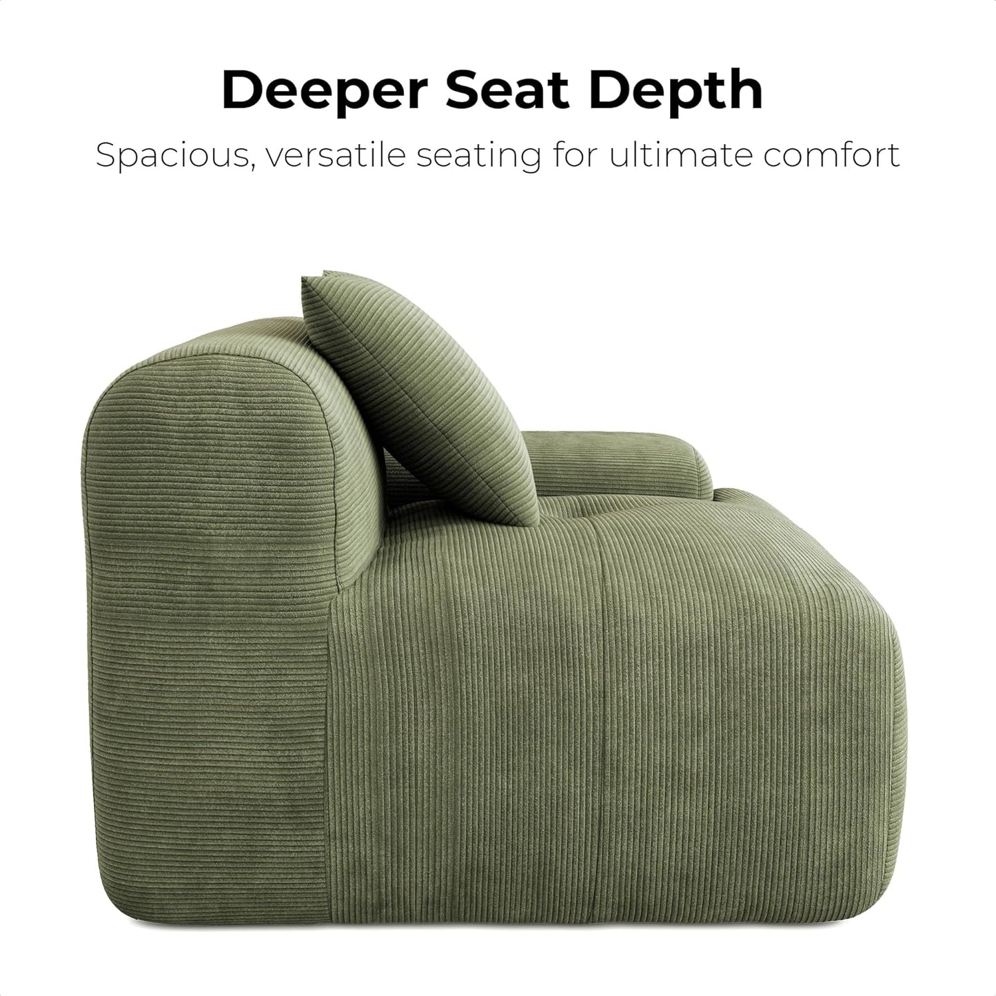 118 Inch L Shaped Modular Sofa with Ottoman Corduroy Beige
