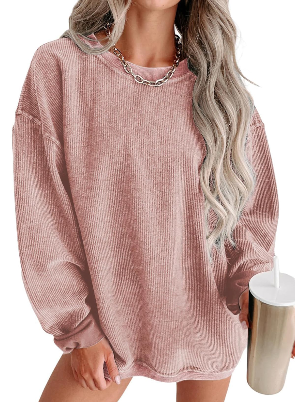 Women Casual Oversized Long Sleeve Crewneck Sweatshirts