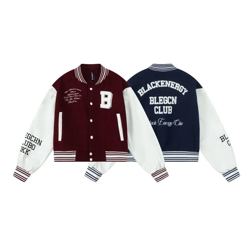 Women's Letter Patchwork Baseball Jacket with Stylish Details