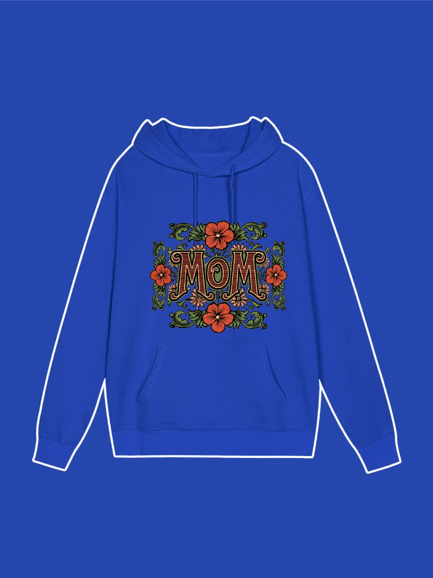 Retro Floral Graphic Hoodie For Mom