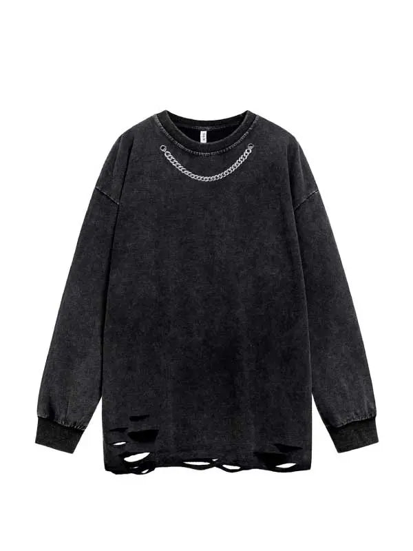 Men's Simple Necklace Long Sleeve T-shirt